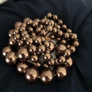 Chocolate brown faux pearl necklace pair NWT Fall